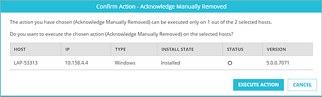 Screen shot of the Confirm Action dialog box