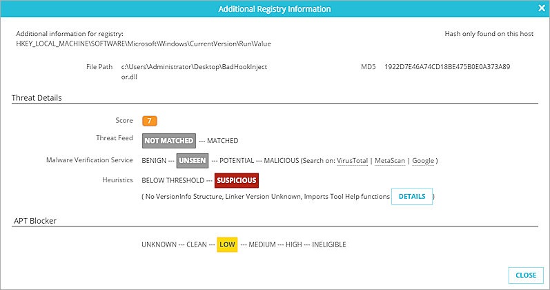 Screen shot of Threat Details for an indicator rescored after sandbox analysis
