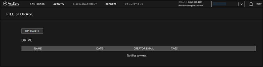 Screen shot of MDR portal File Storage page