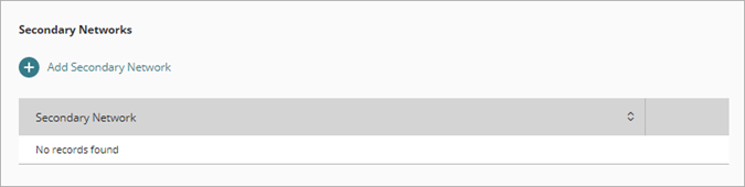 Screen shot of the Secondary Networks list