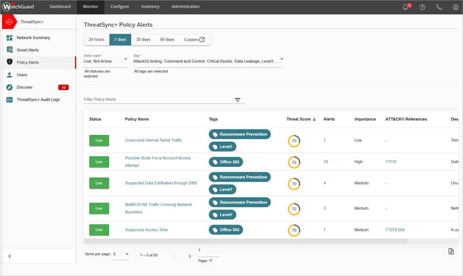 Screenshot of the Policy Alerts page