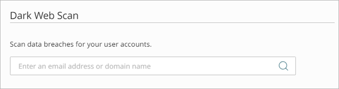 Cuadro de búsqueda de Escaneo de la Dark Web