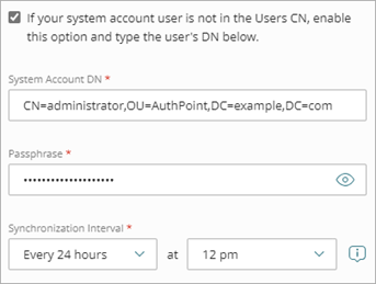 Screenshot that shows the system account fields on the Add External Identity page.