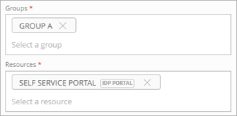 Screenshot of the Add Policy page with the groups and resources selected.