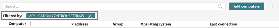 Screen shot of WatchGuard Endpoint Security, Filter computers