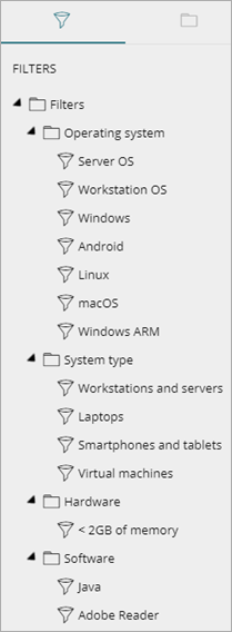 Screen shot of WatchGuard Endpoint Security, Computers Filters tab