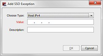 Screen shot of the Add SSO Exception dialog box