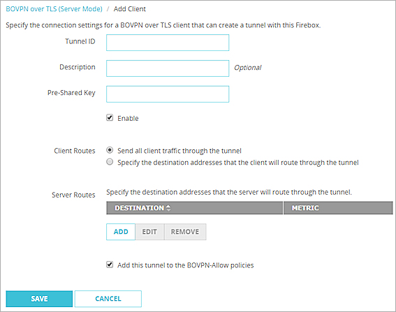 Screen shot of the Add Client dialog box