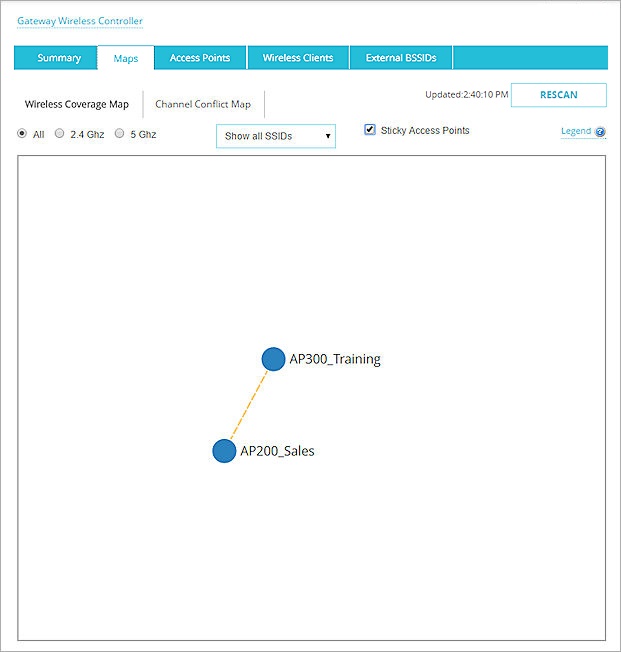 Screen shot of the Wireless Coverage Map for all radio bands
