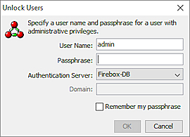 Screen shot of the Unlock Users dialog box
