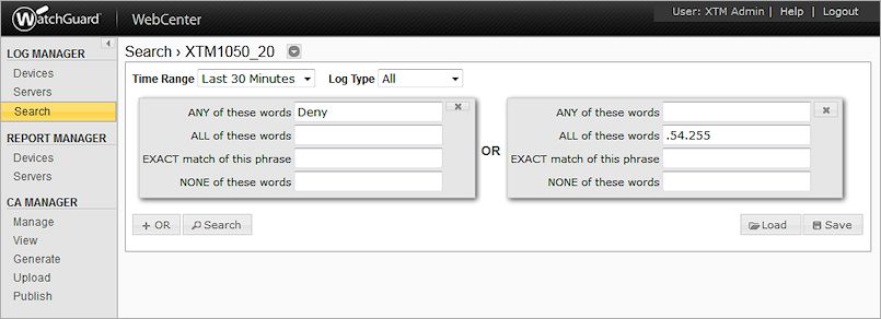 Screen shot of the Search page with an OR Operator