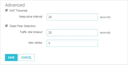 Screen shot of the Advanced IPSec Phase 1 settings.