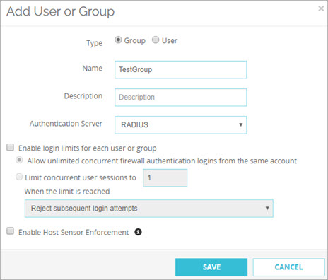 Screen shot of the Add Authentication User or Group dialog box.
