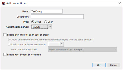 Screen shot of the Add Authentication User or Group dialog box.