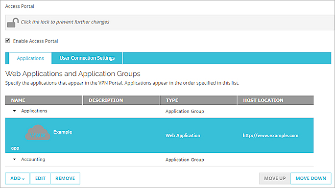 Screen shot of of the Access Portal page