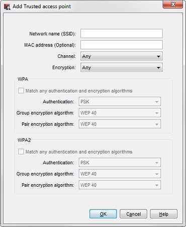 Screen shot of the Add Trusted Access Point dialog box