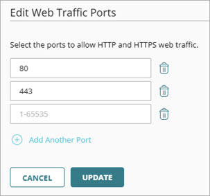 Screen shot of the Edit Web Traffic Ports dialog box