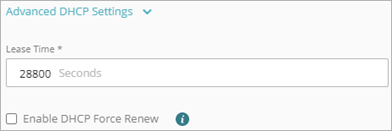 Screen shot of the Advanced DHCP settings
