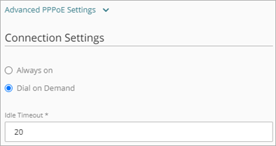 Screen shot of the PPPoE Dial on Demand settings