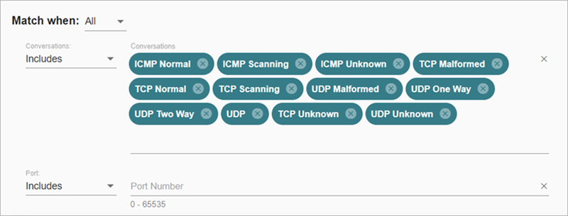 Screenshot of the Activity Filters on the Traffic page