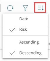 Screenshot of the sort options menu