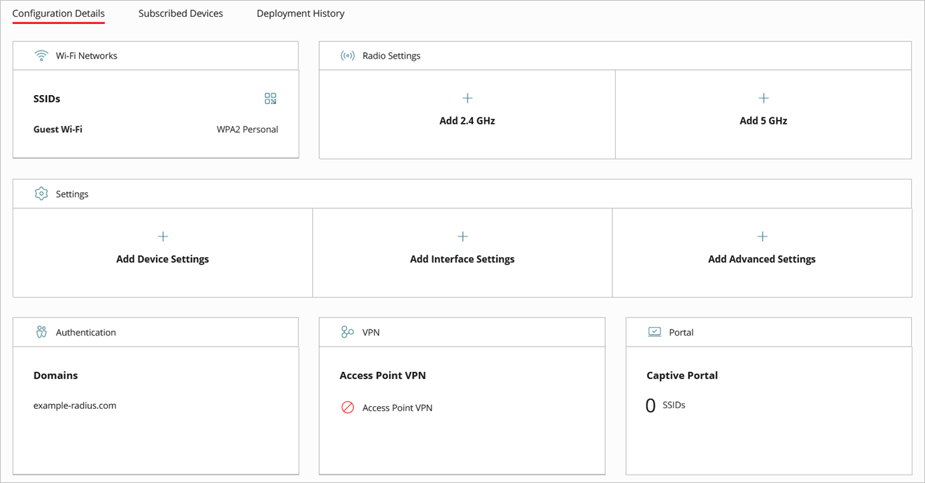 Screenshot of the Access Point Settings with an SSID for Captive Portal
