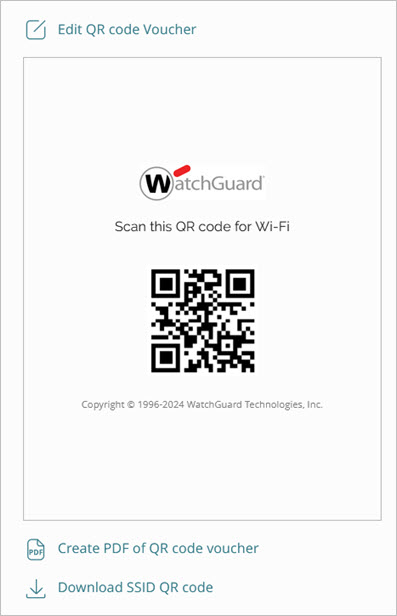 Screen shot of the SSID settings page with QR code