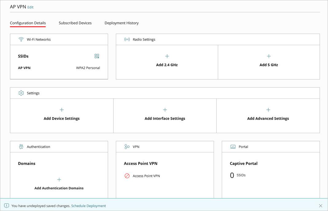 Screen shot of the Access Point Sites configuration page