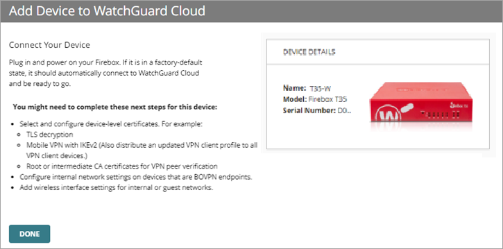 Screenshot of the Connect Your Device page