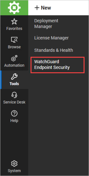 Screen shot of the Tools section of the Automate Control Center