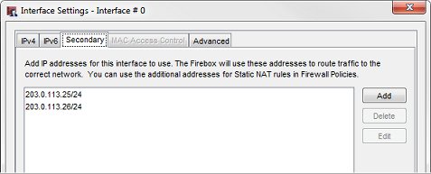 Capture d'écran des paramètres du réseau Secondaire de l'Interface 0