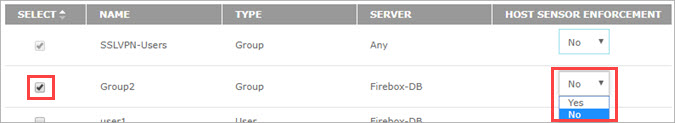 Screen shot of the TDR Host Sensor Enforcement settings