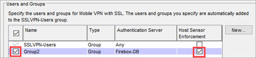 Screen shot of the TDR Host Sensor Enforcement settings