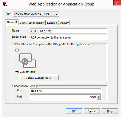Capture d'écran de la page Application Web d'Access Portal