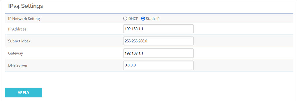 Screenshot of the Access Point Web UI - Network Settings page