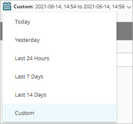 Screen shot of an example search for a custom date and time range
