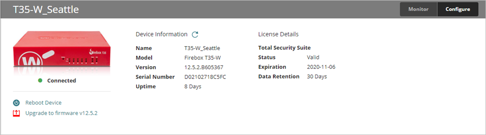 Device summary screen shot