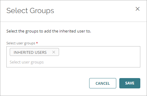Screen shot that shows the Select Groups window.