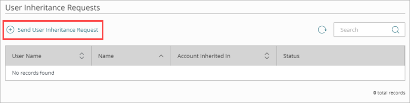 Screen shot that shows the User Inheritance Requests page.