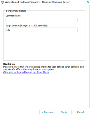 Screenshot of the WatchGuard Endpoint Security - Monitor Windows Device dialog box
