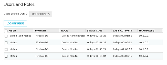Capture d'écran de la page Utilisateurs et Rôles