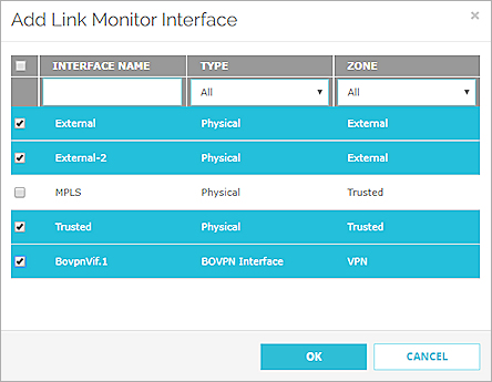 Screen shot of the Add Link Monitor Interface dialog box