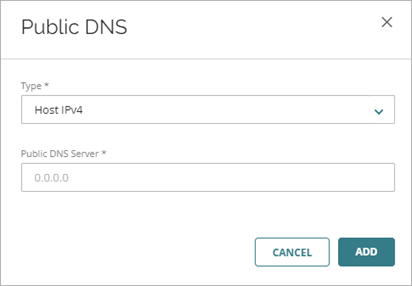 Screen shot of the Public DNS Server setting