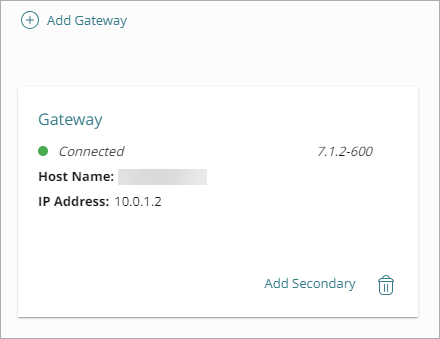 Screen shot of the Gateways page.