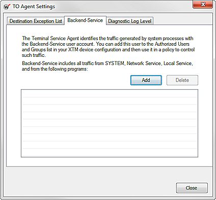 Capture d'écran de l'onglet Backend-Service