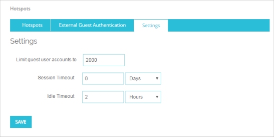 Capture d'écran de la page des Points d'accès, onglet Paramètres