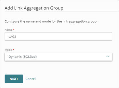 Screenshot of the Add LAG dialog box
