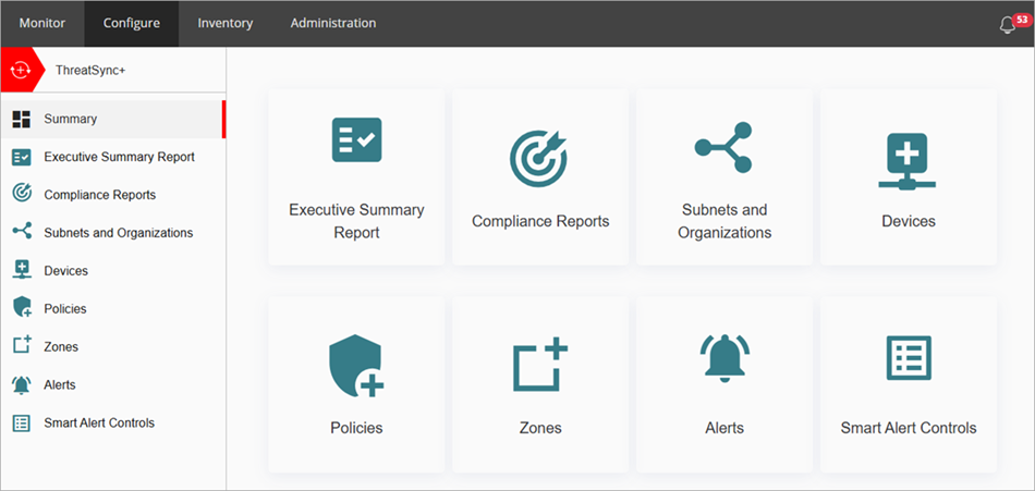 Screenshot of the Summary page on the Configure menu in WatchGuard Cloud.