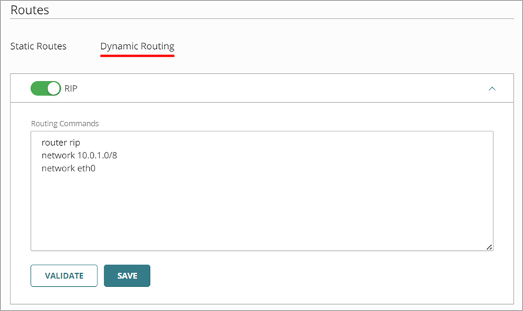 Screen shot of the Routing Commands window.