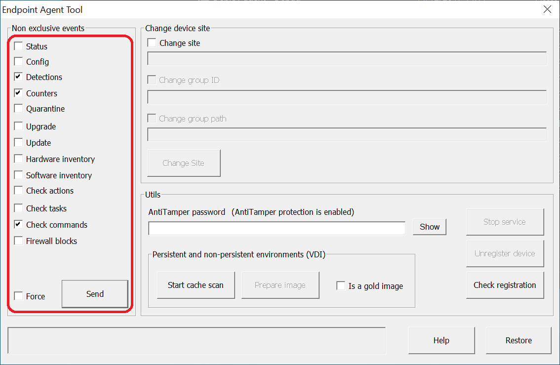 Screen shot of Endpoint Agent Tool window. 
